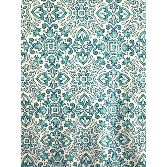 Lands' End Teal White Print Faux-Wrap Soft Knit Dress Size XL 18 Plus Sz Summer - Picture 3 of 4